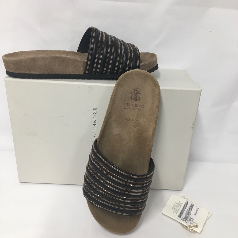 Brunello Cucinelli monili vamp slides  New